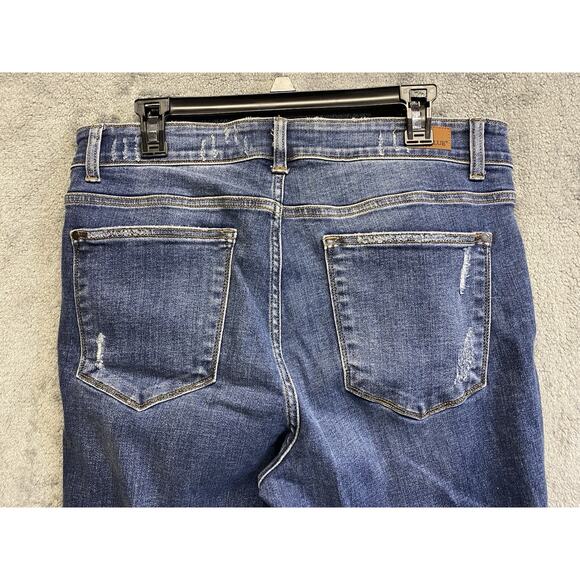 Judy Blue Red Buffalo Plaid Patch Distressed Skinny Jeans Women’s Size 16W - Picture 6 of 14